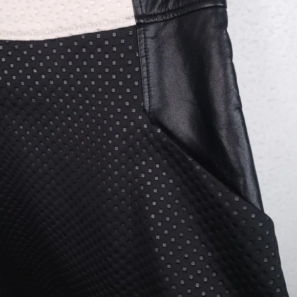 RACHEL Rachel Roy Textured A Line Skater Faux Leather Trim Scuba Dress - Picture 3 of 16